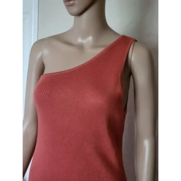 House of Harlow 1960 Ribbed One Shoulder rust orange Midi Dress Size L - Picture 4 of 7